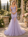 Romantic Strapless Lace Appliqued Glitter Tulle Mermaid Prom Dress,PDS118682