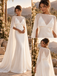 Dreamy Cape Sleeve Sheer Satin Mermaid Minimalist Wedding Gown,WD0441