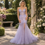 Romantic Strapless Lace Appliqued Glitter Tulle Mermaid Prom Dress,PDS118682