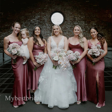 Sexy Jewel Sleeveless Side slit Sheath Bridesmaid  Dressess, BDS0361