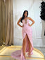 Candy Pink Sexy Sweetheart Slit Mermaid Long Floor Length Prom Dress,PDS11467
