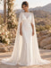Dreamy Cape Sleeve Sheer Satin Mermaid Minimalist Wedding Gown,WD0441