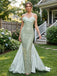 Luxe Sage Green Satin Beaded Strapless Mermaid Long Evening Dress,PDS118769