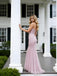 Sexy Pink V-Neck Spaghetti Straps Mermaid Long Prom Party Dress,PDS118499