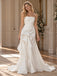 Luxurious Strapless Draped Satin Mermaid Wedding Dress with Statement Ruffles,WD0442