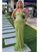 Sage Green Sweetheart Sheer Lace Corset Draped Chiffon Mermaid Prom Dress,PDS118582