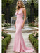 Elegant Pink Halter Strapless Satin Mermaid Long Prom Party Dress,PDS118501