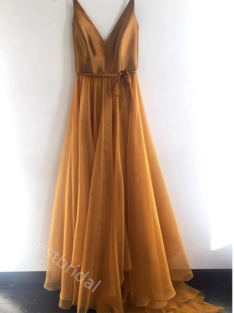 Elegant V-neck Sleeveless A-line Floor Length Prom Dress,PDS11599