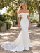 Breathtaking Off Shoulder Corset Lace Illusion Mermaid Wedding Gown with Lace Train,WD0444