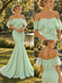 Soft Off Shoulder Ruffled Chiffon Mermaid Long Formal Dress,PDS118685