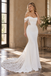 Breathtaking Off Shoulder Corset Lace Illusion Mermaid Wedding Gown with Lace Train,WD0444