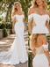 Breathtaking Off Shoulder Corset Lace Illusion Mermaid Wedding Gown with Lace Train,WD0444
