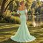 Soft Off Shoulder Ruffled Chiffon Mermaid Long Formal Dress,PDS118685