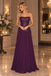 Plum Purple Strapless Sequin Bodice Chiffon A-Line Long Evening Party Dress,PDS118585