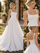 Timeless Square Neck Spaghetti Strap Allover Lace A-Line Wedding Dress,WD0445