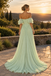 Dreamy Off Shoulder Pleated Chiffon A-Line Flowy Prom Gown,PDS118686
