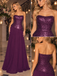 Plum Purple Strapless Sequin Bodice Chiffon A-Line Long Evening Party Dress,PDS118585