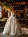 Elegant Pleats Bowknot Strapless Satin A-Line Floor Length Wedding Dresses, WD0382