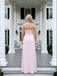 Pink Ruffles V-neck Side Slit Chiffon Sleeveless Sheath Long Prom Party Dress,PDS11828
