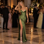 Luxury Satin Spaghetti Strap Deep V Slit Mermaid Prom Dress,PDS118641