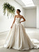 Elegant Pleats Bowknot Strapless Satin A-Line Floor Length Wedding Dresses, WD0382