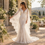 Luxury V Neck Cape Sleeve Lace Mermaid Wedding Dress With Scalloped Train, WD0400