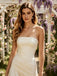 Champagne Strapless Ruched Pleated Flowy Wedding Bridal Gown,PDS118541