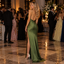 Luxury Satin Spaghetti Strap Deep V Slit Mermaid Prom Dress,PDS118641