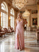 Pink Ruffles V-neck Side Slit Chiffon Sleeveless Sheath Long Prom Party Dress,PDS11828