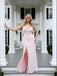 Pink Ruffles V-neck Side Slit Chiffon Sleeveless Sheath Long Prom Party Dress,PDS11828