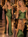 Luxury Satin Spaghetti Strap Deep V Slit Mermaid Prom Dress,PDS118641