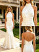Elegant Halter Strapless Sleeveless Satin Mermaid Floor Length Wedding Dresses, WD0364