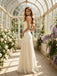 Champagne Strapless Ruched Pleated Flowy Wedding Bridal Gown,PDS118541