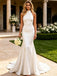Elegant Halter Strapless Sleeveless Satin Mermaid Floor Length Wedding Dresses, WD0364