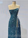 Sparkly Strapless Sleeveless Side slit  Mermaid Long Prom Dress,PDS1134