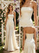 Champagne Strapless Ruched Pleated Flowy Wedding Bridal Gown,PDS118541