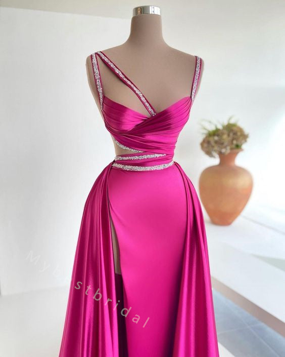 Elegant Sleeveless Side slit Mermaid Long Floor Length Prom Dress,PDS11484