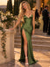 Luxury Satin Spaghetti Strap Deep V Slit Mermaid Prom Dress,PDS118641