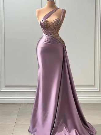 Sexy One shoulder Sleeveless Mermaid Long Prom Dress,PDS1137