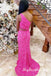 Sparkly One Shoulder Side Slit Mermaid Long Prom Dress,PDS11712