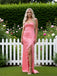 Cute Sweetheart Satin Ruffles Side Slit Strapless Mermaid Long Prom Party Dress,PDS118504