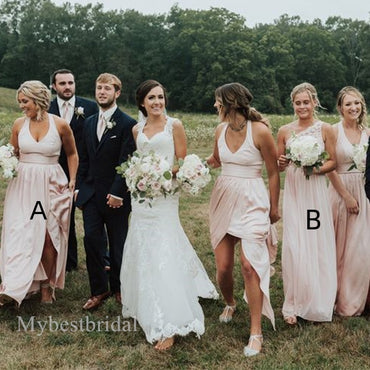 Mismatched Elegant Sleeveless Side slit A-line Bridesmaid  Dressess, BDS0363
