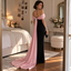 Luxury Black Pink Satin Off Shoulder Mermaid Long Evening Dress,PDS118688