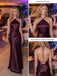 Elegant Halter Satin SSleeveless Sheath Long Evening Prom Party Dress,PDS118587