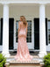 Pretty Square Satin Ruffles Straps Side Slit Mermaid Long Prom Party Dress,PDS118505