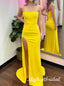 Elegant Strapless Sleeveless Side Slit Mermaid Long Prom Dress,PDS11713