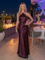 Elegant Halter Satin SSleeveless Sheath Long Evening Prom Party Dress,PDS118587