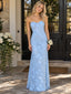 Elegant Light Blue Lace Strapless Mermaid Evening Dress,PDS118689