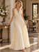 Glam Cream Chiffon Halter V Neck Pleated A Line Wedding Guest Dress,PDS118690