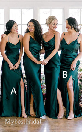 Mismatched Jewel Sleeveless Slde Slit Mermaid Bridesmaid  Dressess, BDS0388